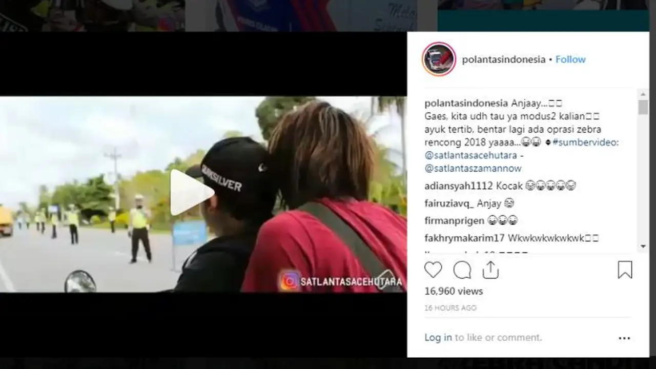 Trik pengendara hadapi operasi zebra (Instagram @polantasindonesia)