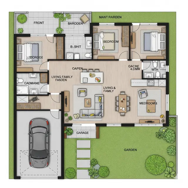 Denah Rumah Sederhana 6x12 3 Kamar.