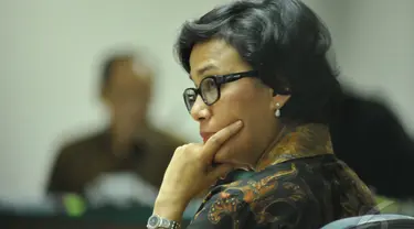 Mantan Menteri Keuangan Sri Mulyani bersaksi di Pengadilan Tipikor Jakarta, Jumat (2/5/2014) (Liputan6.com/Johan Tallo).