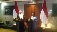 Menlu Retno bertemu Sekjen Organisasi Kerja sama Islam Iyad Ameen Madani di Gedung Kemenlu, Jakarta. (Liputan6.com/Andreas Gerry Tuwo)