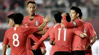 Julukan Timnas Korea Selatan yang paling akrab terdengar adalah Taegeuk Warriors. Taegeuk adalah simbol yang ada di bendera Korea Selatan. (AFP / Jung Yeon-je)