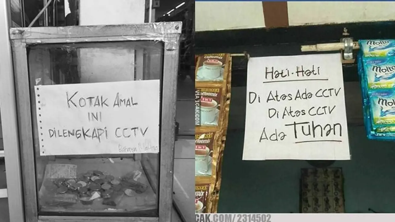 6 Tulisan Kocak Ada CCTV Ini Bikin Maling Elus Dada