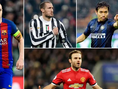 Berikut ini para pesepak bola yang mampu meraih gelar Sarjana. Tiga diantaranya adalah Giorgio Chiellini, Juan Mata dan Andres Iniesta. (Foto-foto Kolase AFP)