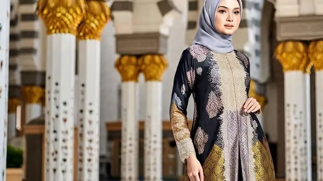 Model Gamis Brokat Belah Tengah (Sumber: Meta AI)