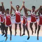 Tim dayung Indonesia melakukan selebrasi usai meraih medali emas pada Asian Games di JSC Lake Jakabaring, Sumatera Selatan, Jumat (24/8/2018). Tim dayung persembahkan emas ke sembilan untuk Indonesia. ANTARA FOTO/INASGOC/Rahmad Suryadi/nym/18