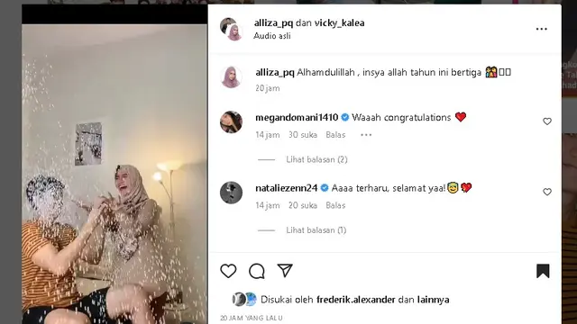 Vicky Kalea dan Alliza Putri umumkan kabar kehamilan (Foto: INstagram alliza_pq)