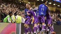 Selebrasi Real Madrid usai bombardir Juventus (JAVIER SORIANO / AFP)