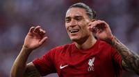 Liverpool baru saja mendatangkan striker Benfica asal Uruguay, Darwin Nunez menjelang bergulirnya musim 2022/2023. Menarik menanti kiprahnya di Liga Inggris bareng The Reds. Mampukah ia meraih trofi di Liga Inggris seperti 5 pendahulunya berikut ini? (AFP/Ronny Hartmann)