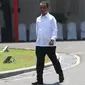 Ekspresi mantan Ketua Umum Himpunan Pengusaha Muda Indonesia (HIPMI) Bahlil Lahadalia saat tiba di Istana, Jakarta, Selasa (22/10/2019). Bahlil dipanggil Presiden Joko Widodo atau Jokowi untuk menempati salah satu pos kementerian di Kabinet Kerja Jilid II. (Liputan6.com/Angga Yuniar)