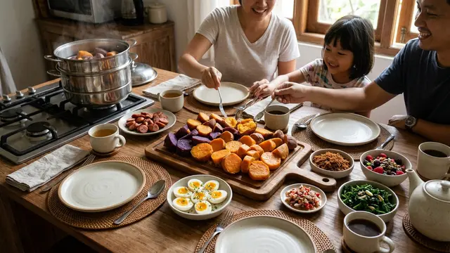 Ide Menu Sarapan dari Ubi yang Bisa Dikukus Sekaligus untuk Beberapa Porsi (AI Generated)