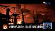 Kebakaran di Pasar Blok A, Kebayoran Baru, Jakarta Selatan, diduga berasal dari salah satu kios sembako di lantai 1.