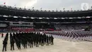 Peringatan HUT ke-77 Bhayangkara mengangkat tema “Polri Presisi untuk Negeri Pemilu Damai Menuju Indonesia Maju”. (Liputan6.com/Johan Tallo)