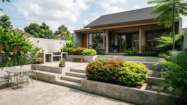 Halaman Rumah Tanpa Rumput yang Tetap Sejuk dan Sedap Dipandang