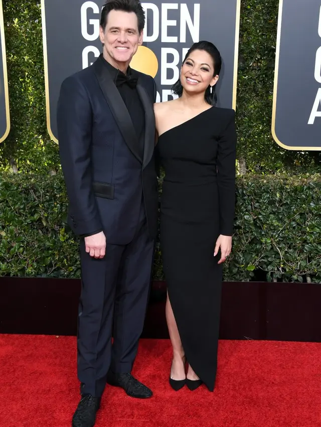 Jim Carrey dan Ginger Gonzaga. (Twitter/ goldenglobes - https://twitter.com/goldenglobes/status/1082062107439288321)
