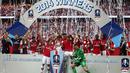 Arsenal sukses menjadi kampiun Piala FA usai membekuk Hull City 3-2 di Stadion Wembley, London, (18/5/2014). (REUTERS/Darren Staples)