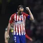 Selebrasi gol Diego Godin pada leg 1, babak 16 besar Liga Champions yang berlangsung di stadion Wanda Metropolitano, Madrid., Kamis (21/2). Atl Madrid menang 2-0 atas Juventus (Gabriel Bouys)