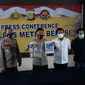 Polres Metro Bekasi menggelar konferensi pers terkait kasus pelanggaran protokol kesehatan di Waterboom Lippo Cikarang, Kamis (14/1/2021). (Liputan6.com/Bam Sinulingga)
