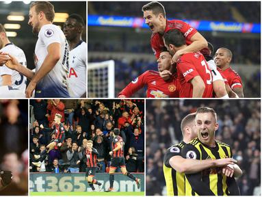 Berikut ini ragam selebrasi terbaik di Premier League pekan ke-18. Diantaranya selebrasi Jesse Lingard Pierre-Emerick Aubameyang hingga Michael Obafemi. (Foto Kolase AP dan AFP)