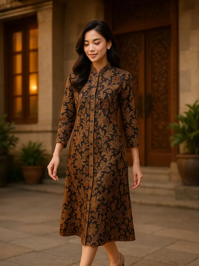 Model Tunik Batik Kancing Depan Terbaru