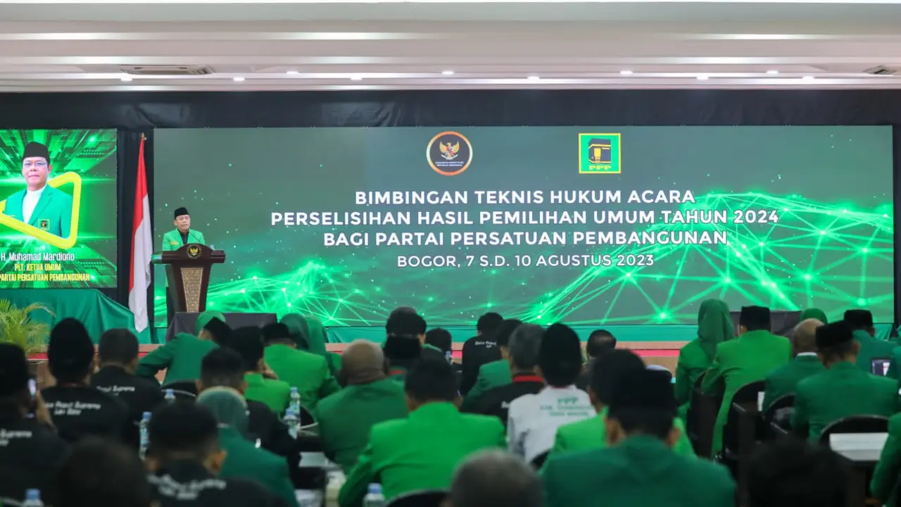 Plt Ketua Umum PPP Muhamad Mardiono menghadiri bimbingan teknis (bimtek) hukum acara perselisihan hasil Pemilu 2024 yang digelar oleh Mahkamah Konstitusi, di Pusat Pendidikan Pancasila dan Konstitusi, Cisarua, Bogor. (Istimewa)