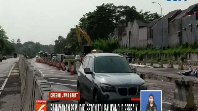 Jelang Lebaran 2019, petugas Jasamarga mengebut perbaikan jalan di Tol Palimanan-Kanci dan Jalan Nasional Brebes-Purwokerto.