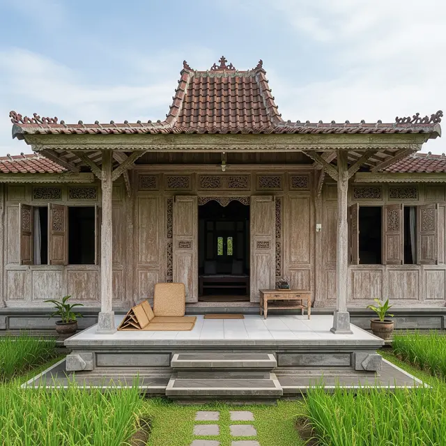 Model Rumah Desa di Lahan Bekas Sawah yang Subur