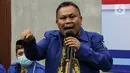 Sekjen Partai Demokrat versi KLB Jhonny Allen memberikan keterangan pers terkait urgensi KLB Sibolangit di Jakarta, Kamis (11/3/2021). Dalam keterangannya Jhonny mengatakan pengurus versi KLB akan melaporkan AHY ke kepolisian atas dugaan pemalsuan mukadimah AD/ART partai. (Liputan6.com/Johan Tallo)