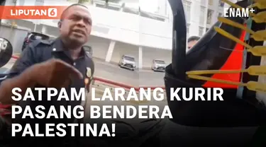 Viral! Kurir Dipaksa Satpam Copot Bendera Palestina di Kendaraannya