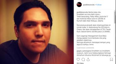 Anak ketiga Achmad Albar, Faldy Akbar, diketahui meninggal dunia.