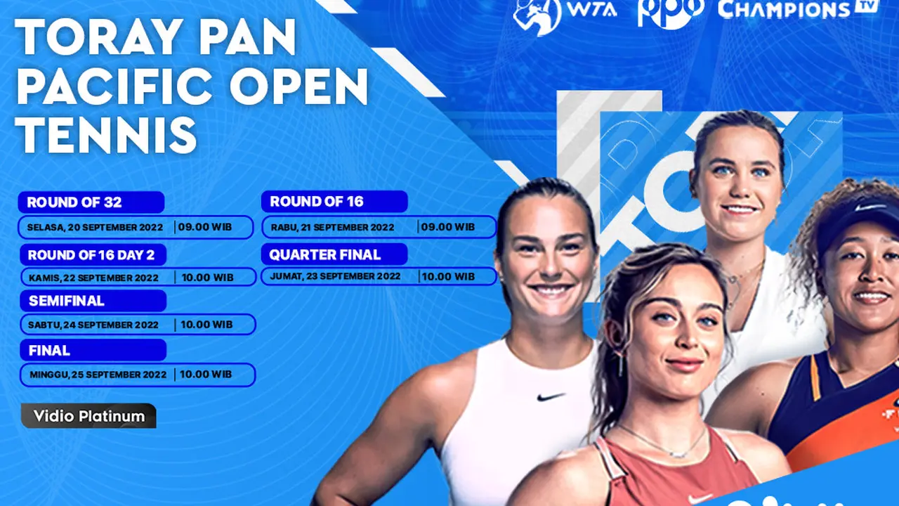 Jadwal dan Live Streaming WTA 500 Toray Pan Pacific Open di Vidio, 20-25 September 2022
