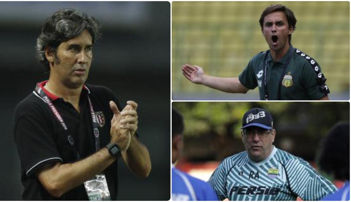 Masih belum jelasnya kelanjutan kompetisi Shopee Liga 1 di tengah pandemi Corona tidak membuat sejumlah pelatih asing di Liga 1 hengkang dari Indonesia. Berikut 6 pelatih asing yang tetap setia menunggu Shopee Liga 1 berlanjut. (kolase foto Bola.com)