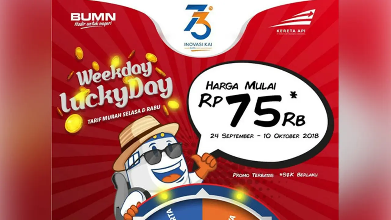 Promo Weekday Lucky Day, Sambut HUT ke-73 KA
