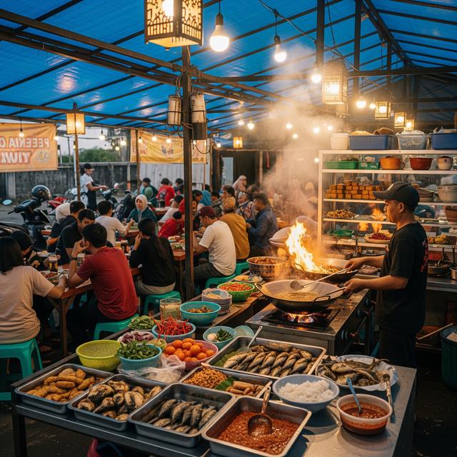 4. Model Warung Pecel Lele Terpal dengan Konsep Dapur Terbuka