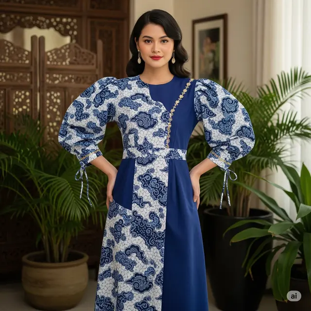 Batik Lengan Puff dengan Bordir Minimalis