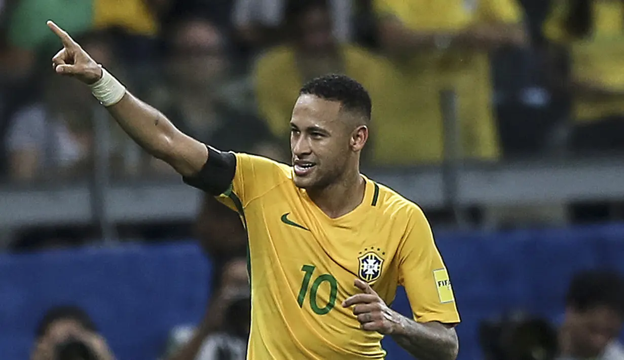 Pemain Brazil, Neymar mencatatkan namanya sebagai salah satu peraih FIFA Puskas Award yaitu  pada tahun 2011, Neymar mengalahkan Lionel Messi dan Wayne Rooney. (EPA/Fernando Bizerra)