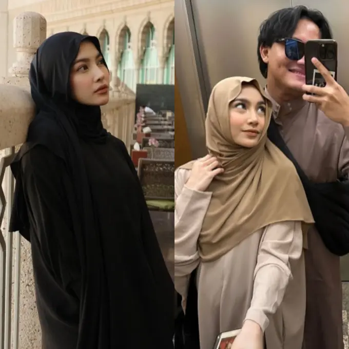 Gaya Kerudung Meleyot ala Mahalini saat Umrah