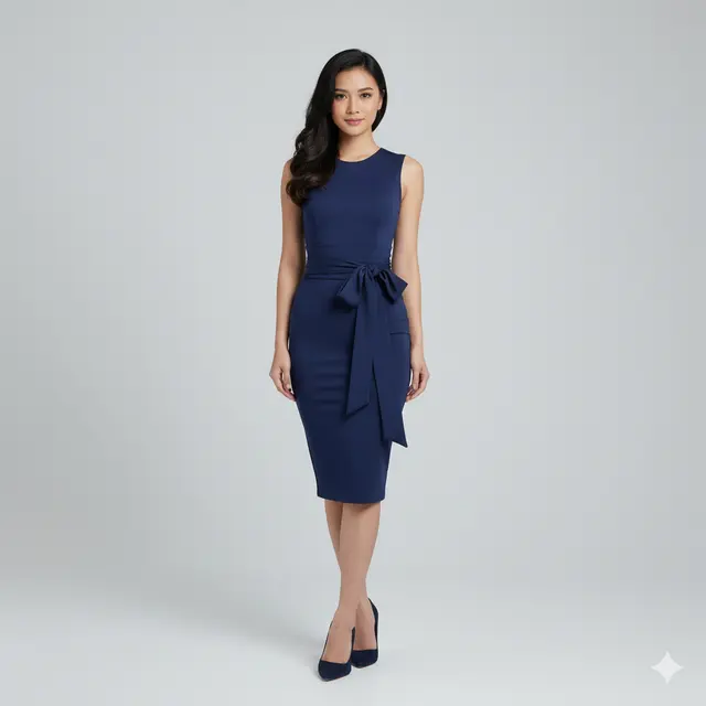 Model Long Dress Bahan Spandeks dengan Potongan Bodycon Simpel. Gemini