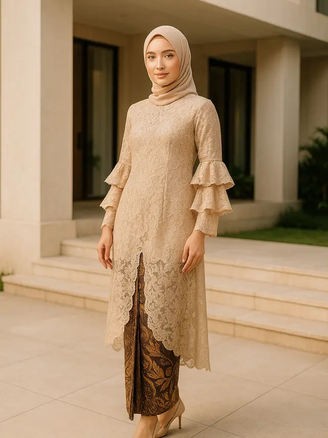 Model Brokat Panjang Bawahan Batik