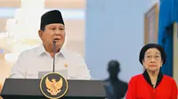 Presiden Prabowo Subianto dan Megawati Soekarnoputri saat jumpa pers di Istana Kepresidenan Jakarta, Minggu (31/8/2025) (Laily Rachev - Biro Pers Sekretariat Presiden)