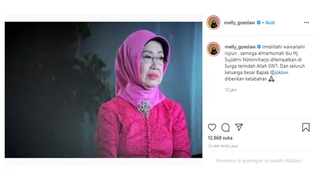 7 Ucapan Duka Selebriti Atas Meninggalnya Ibunda Presiden Joko Widodo