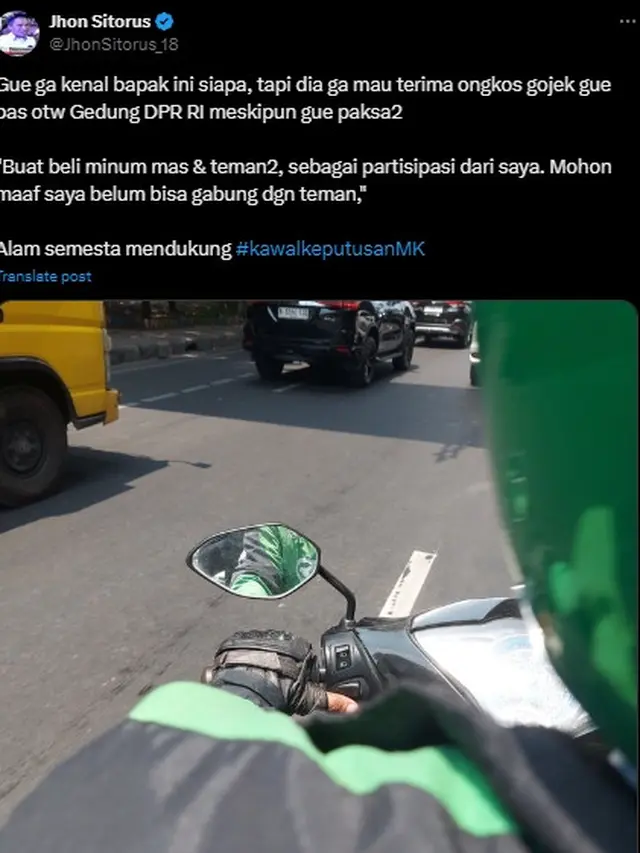 5 Potret Dukungan Masyarakat saat Demo Putusan MK, Ada Makanan Hingga Ojol Gratis