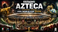Cover Stadion Azteca menjadi venue laga pembuka Piala Dunia 2026. (Bola.com/AI Generated)