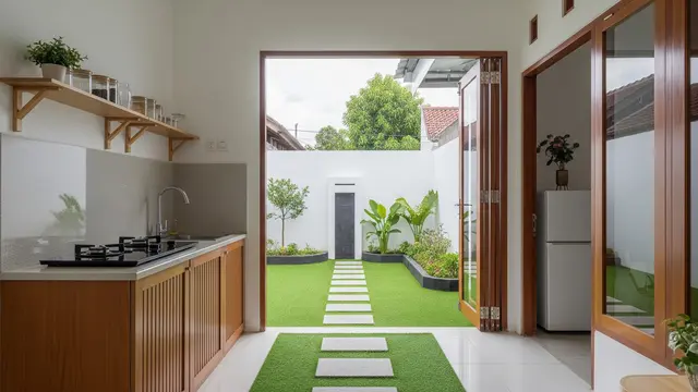 Rumah Kecil Type 45 Model Japandi dengan Taman Belakang yang Estetik