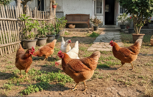 ilustrasi ayam petelur (created by AI)