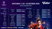 Jadwal Live Streaming Matchday 1 Liga Champions di Vidio, 20 - 22 Oktober 2020