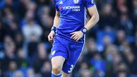 Pemain Chelsea, David Luiz merupakan salah satu pemain belakang dengan naluri mencetak gol yang tinggi. Saat ini David baru mencetak satu gol untuk timnya dan kemungkinan akan bertambah pundi-pundi golnya di Premier League. (AFP/Justin Tallis)