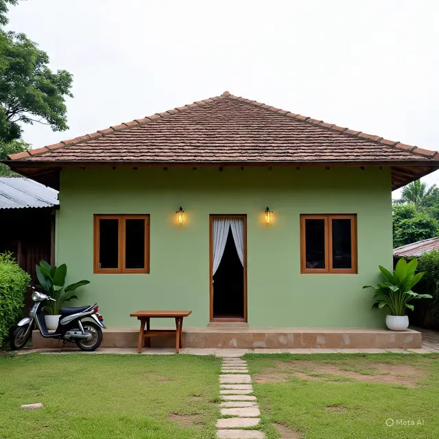 Rumah di desa estetik. (Liputan6.com/MetaAI)