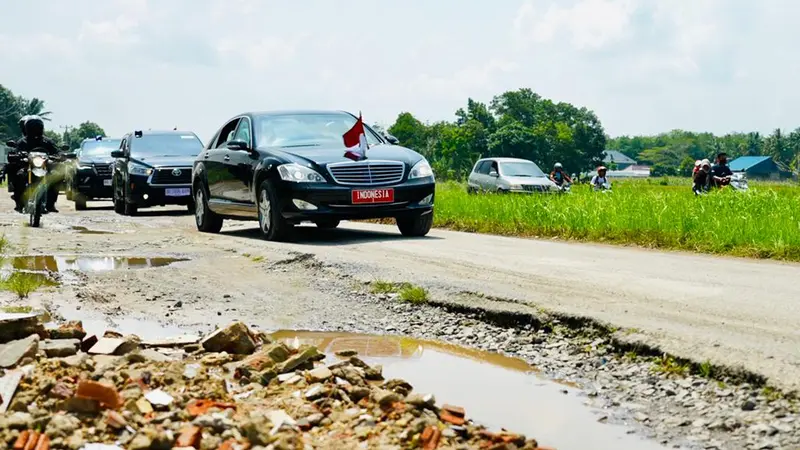 Seperti Ini Kondisi Ruas Jalan di Kabupaten Lampung Selatan saat Dilewati Presiden Jokowi