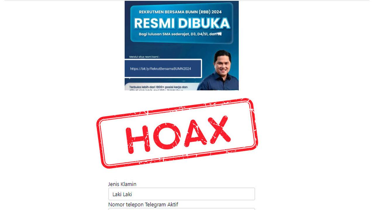 Tangkapan layar hoaks lowongan kerja BUMN