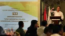 Menkoinfo, Rudiantara memberikan sambutan saat menghadiri acara Kongres V Ikatan Jurnalis Televisi Indonesia, di Jakarta, Jumat (20/1). Acara tersebut mengambil tema "Stop Impunitas Pelaku Kekerasan Terhadap Jurnalis". (Liputan6.com/Johan Tallo)